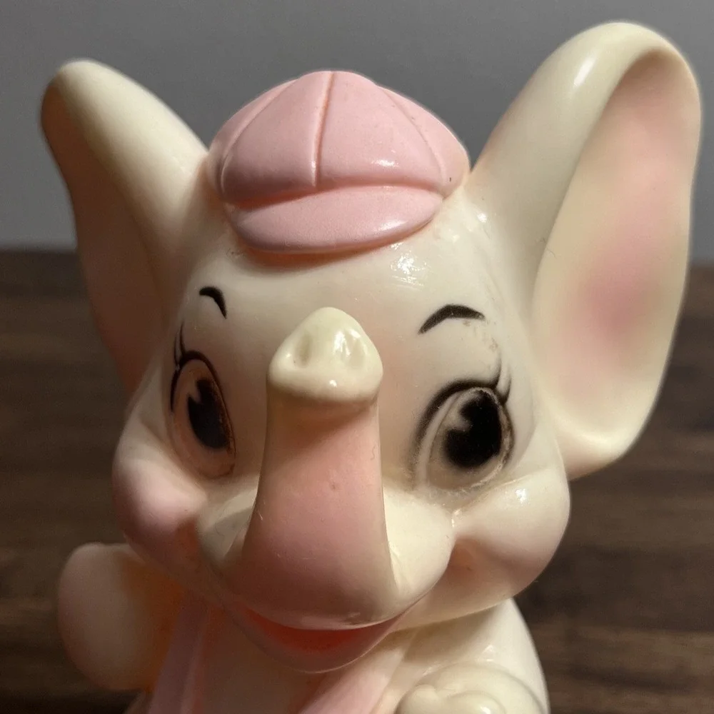 Vintage Retro Sanitoy 70's Pink White Elephant Squeaker Toy‎ Nursery Squeaks